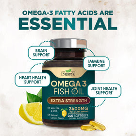 Nature's Choice Omega 3 Huile de Poisson 2400mg gélules ouvertes