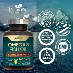 Nature's Choice Omega 3 Huile de Poisson étiquette avec spécifications