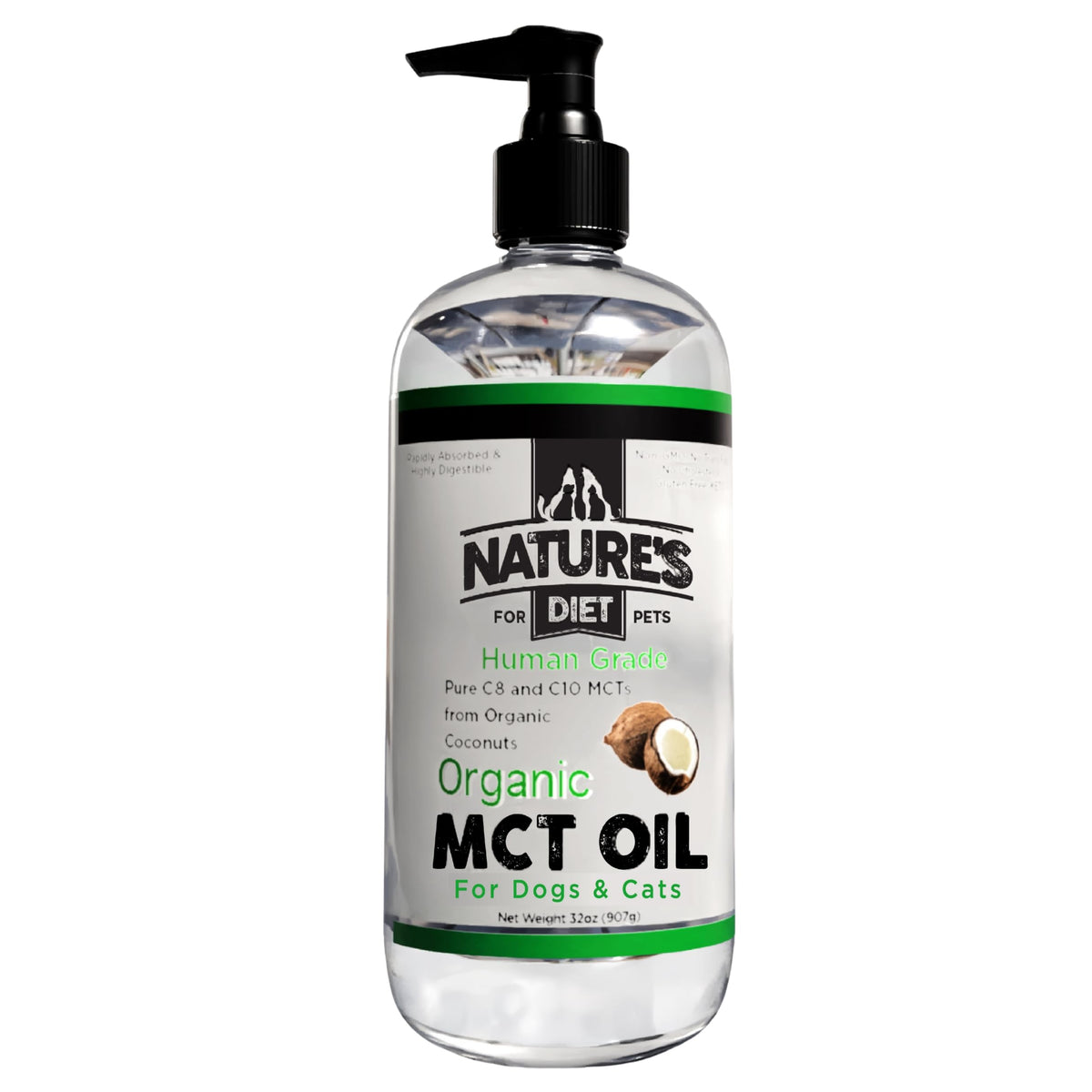 Nature's Diet huile MCT pour animaux en bouteille 32 oz