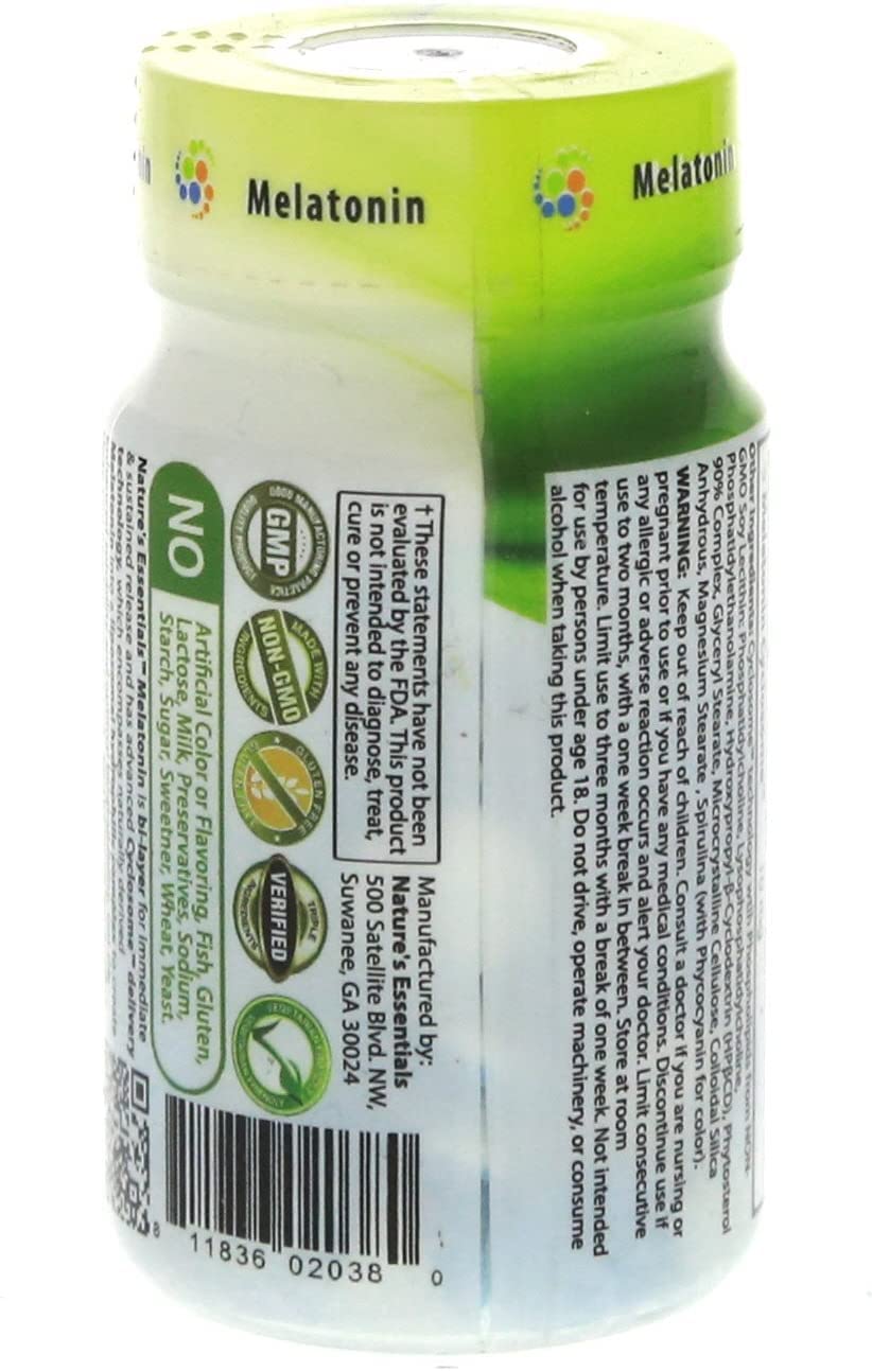 NATURE'S ESSENTIALS Mélatonine 10mg comprimés dans une main
