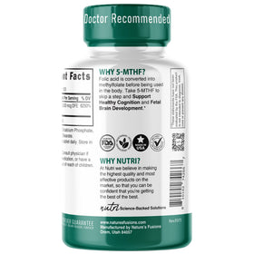 Nature's Fusions 5-MTHF L-Méthylfolate 15mg étiquette de la bouteille