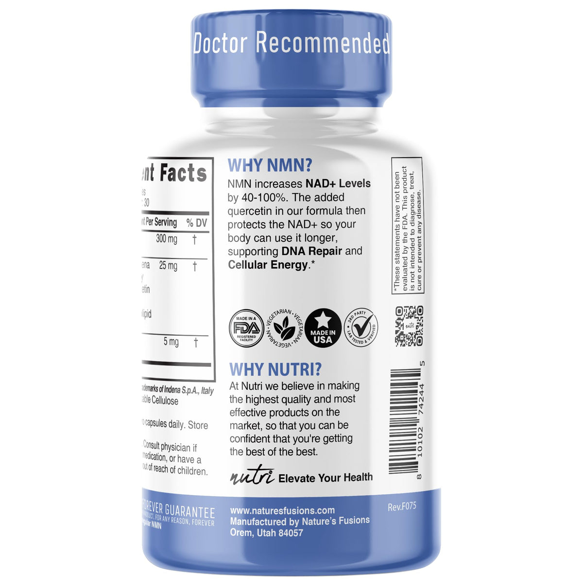Nature's Fusions Complément Alimentaire NMN 300mg, présentation du produit