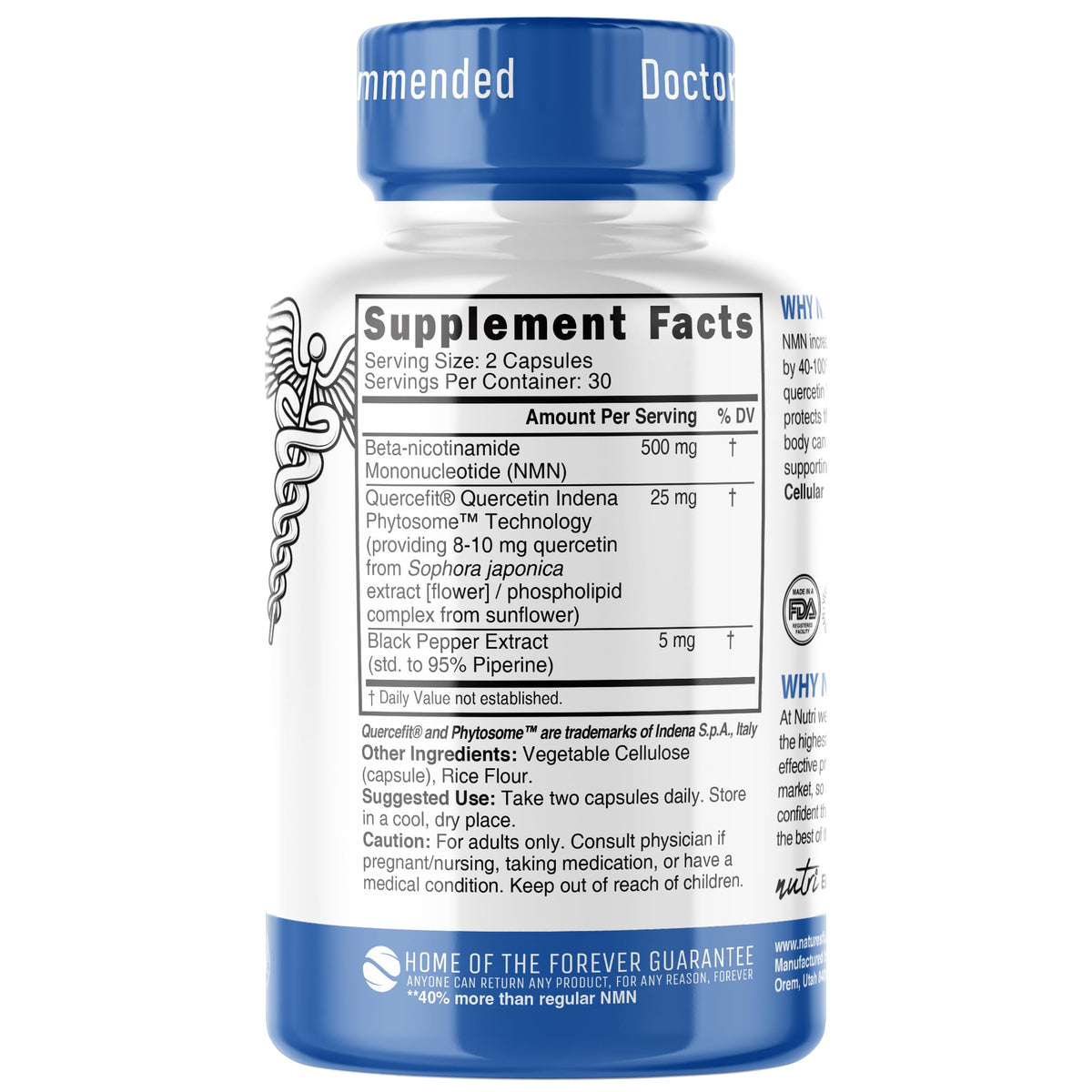 Nature's Fusions Complément Alimentaire NMN 500mg - capsules à l'intérieur