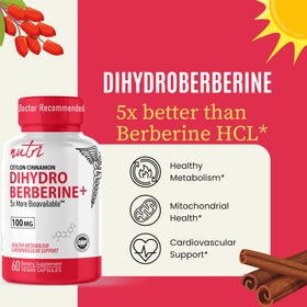 Nature's Fusions Dihydroberberine 100mg capsules sur fond blanc