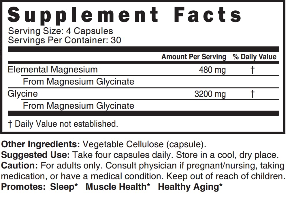 Nature's Fusions Magnésium Glycinate 480mg vue de côté