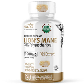 Nature's Fusions Melena de Lion 1900mg flacon avant avec 120 gélules