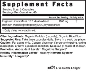 Nature's Fusions Melena de Lion 1900mg gélule ouverte montrant la poudre