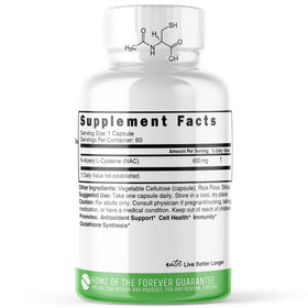 Nature's Fusions N-Acetyl Cysteine 600mg arrière du produit