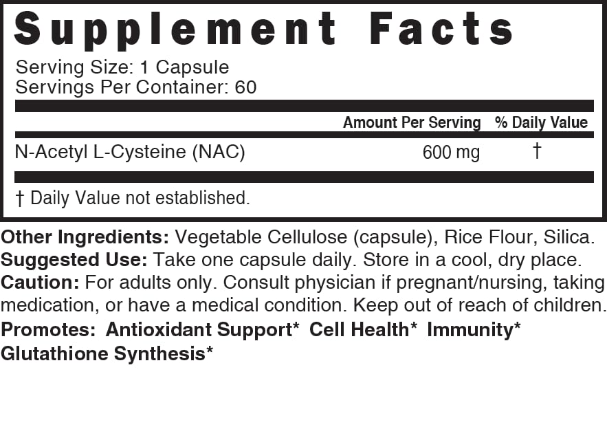 Nature's Fusions N-Acetyl Cysteine 600mg gélules