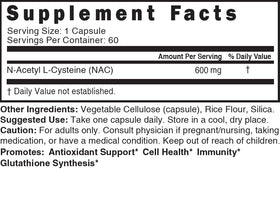 Nature's Fusions N-Acetyl Cysteine 600mg gélules