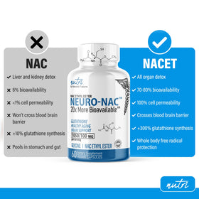 Nature's Fusions NAC N-Acetyl Cystéine Éthyle Ester 600mg - capsules sur une surface