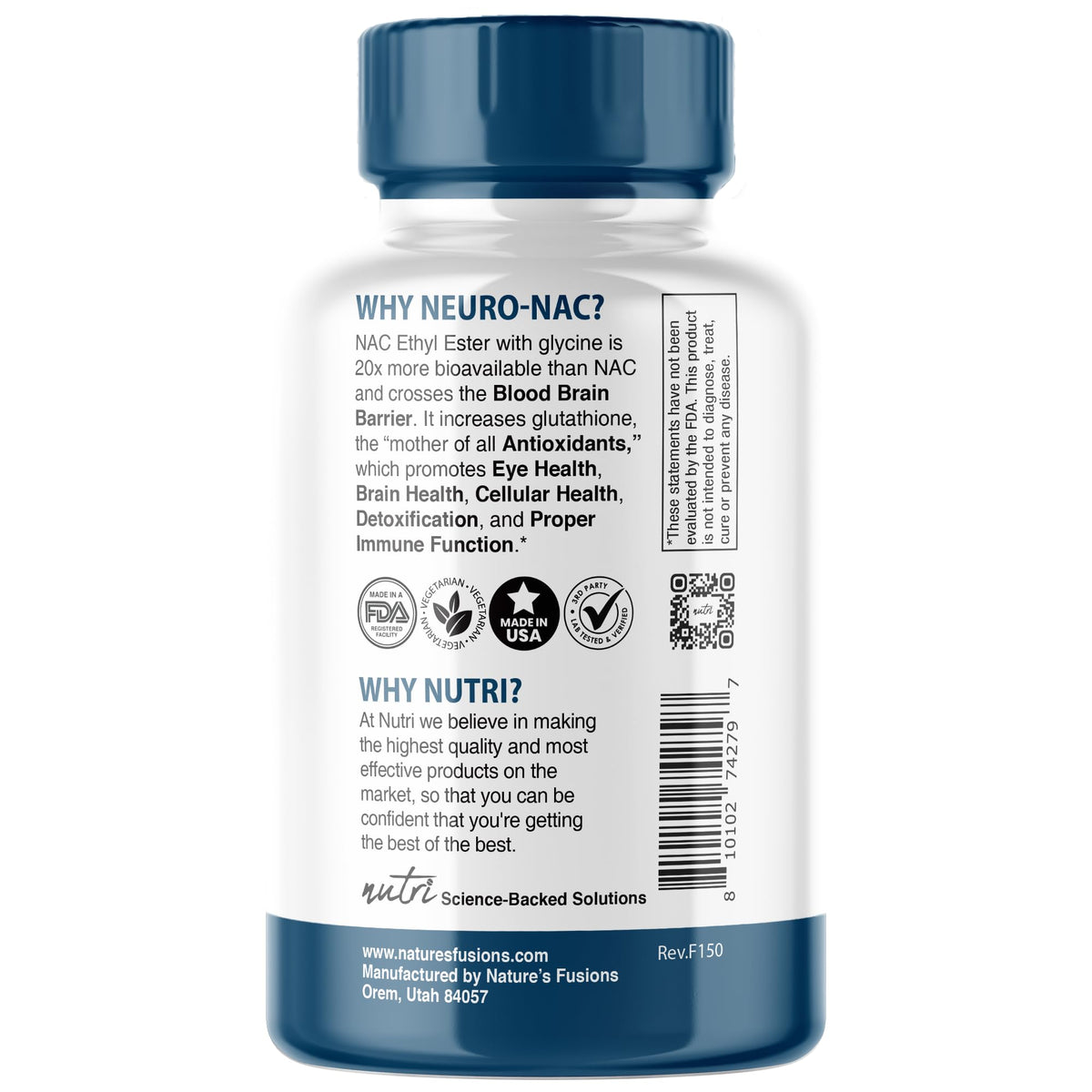 Nature's Fusions NACET 375mg 90 capsules ouvertes
