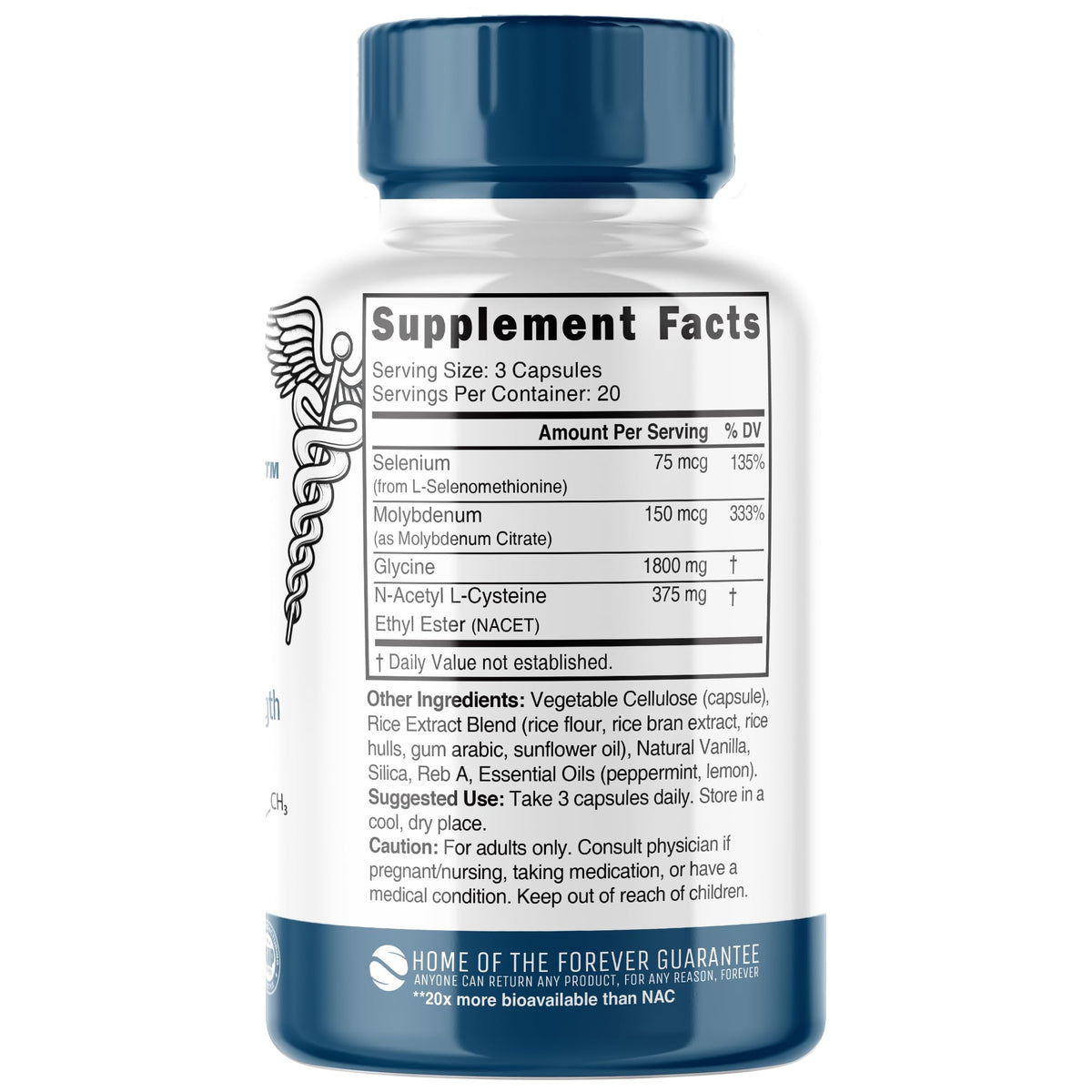 Nature's Fusions NACET 375mg 90 capsules vue arrière