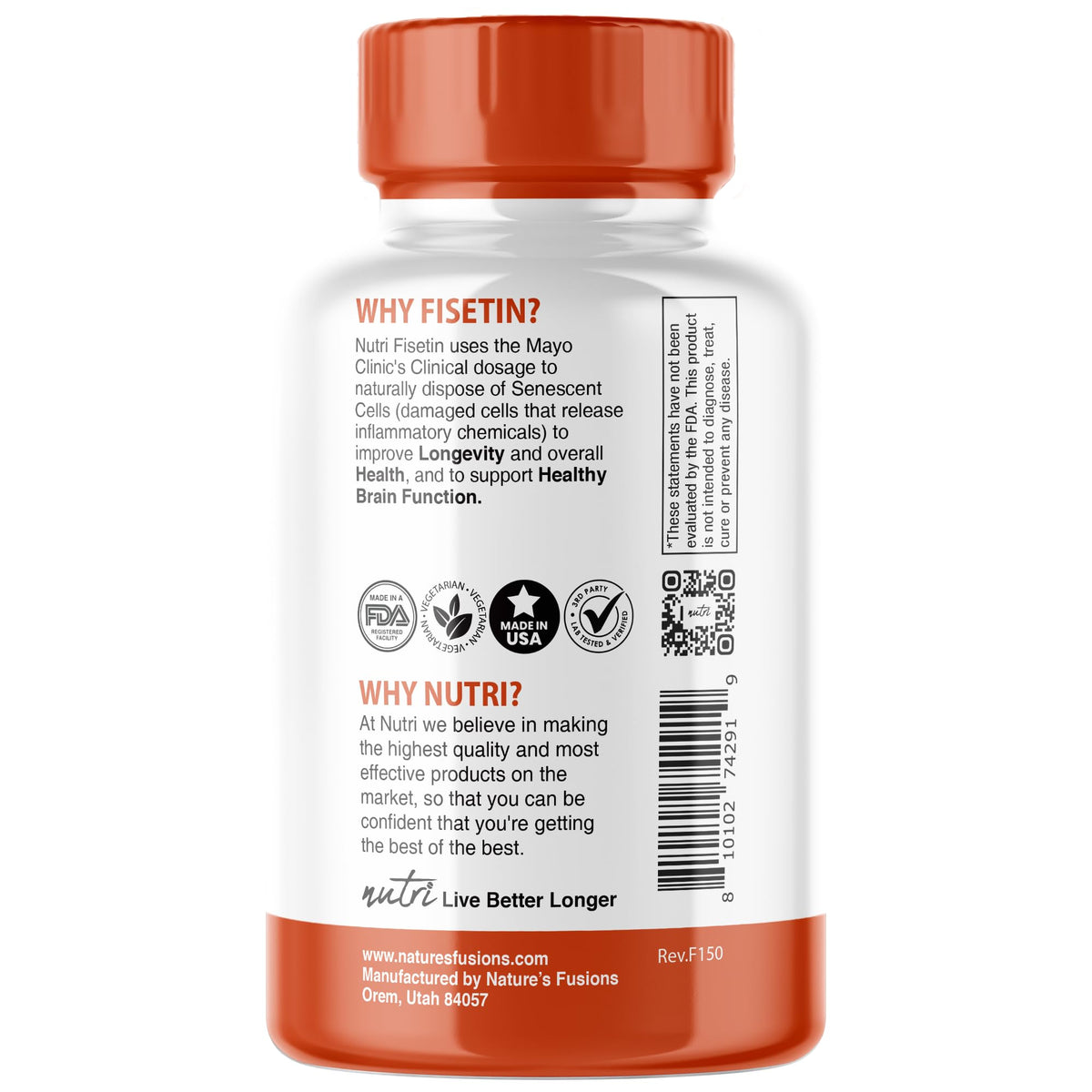 Nature's Fusions Nutri Fisetin 500mg dosage avec verre d'eau