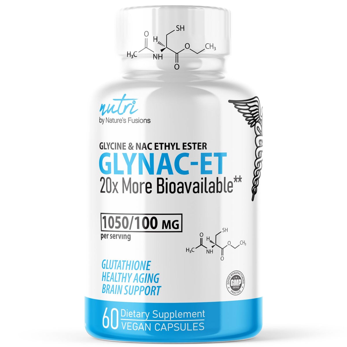 Nature's Fusions Nutri GlyNAC-ET N-Acetyl Cysteine 60 Caps front view