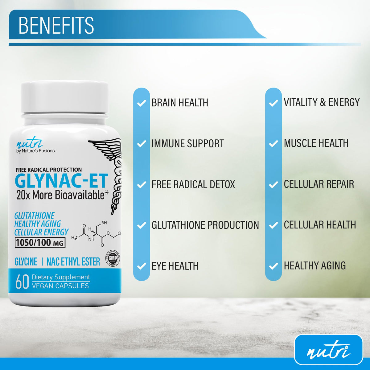 Nature's Fusions Nutri GlyNAC-ET N-Acetyl Cysteine 60 Caps ingredients list