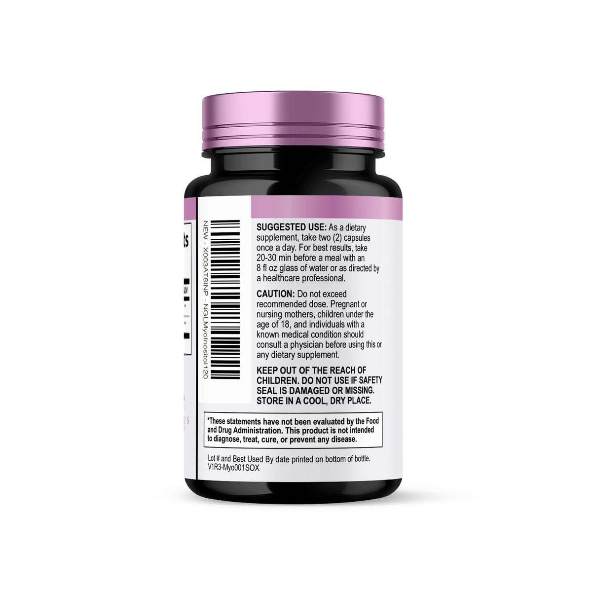 Nature's Glow Myo-Inositol & D-Chiro Inositol 1025mg capsules with a measuring spoon