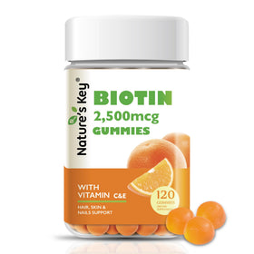 Nature's Key Gélules de Biotine 120 Gummies Orange devant