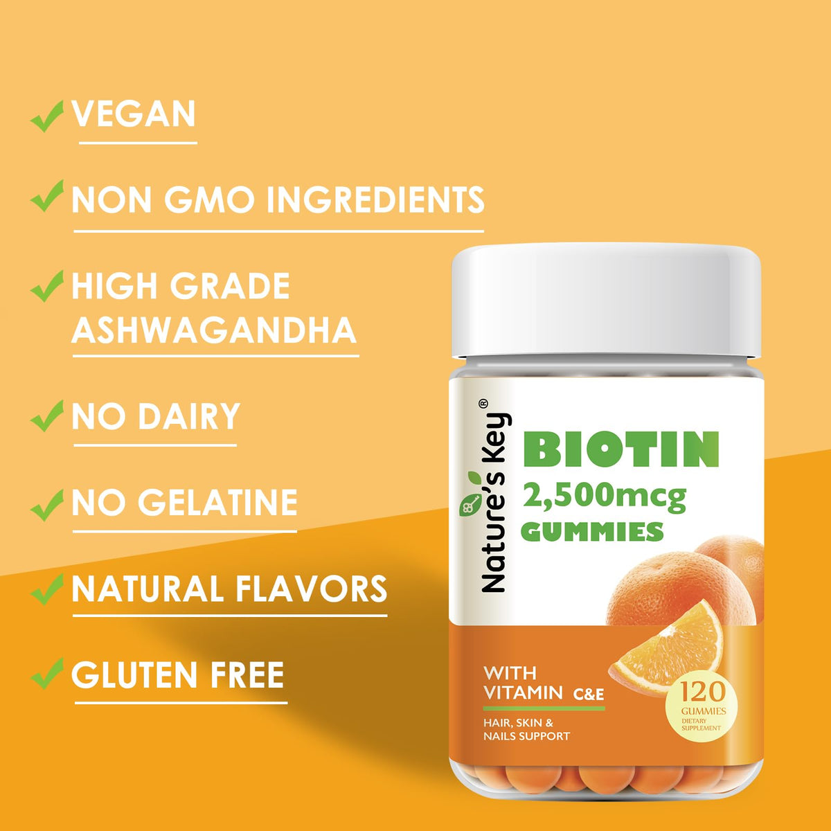 Nature's Key Gélules de Biotine avec fruits
