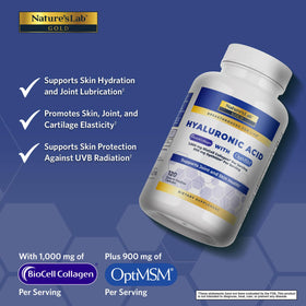 Nature's Lab Acide Hyaluronique capsules sur une table