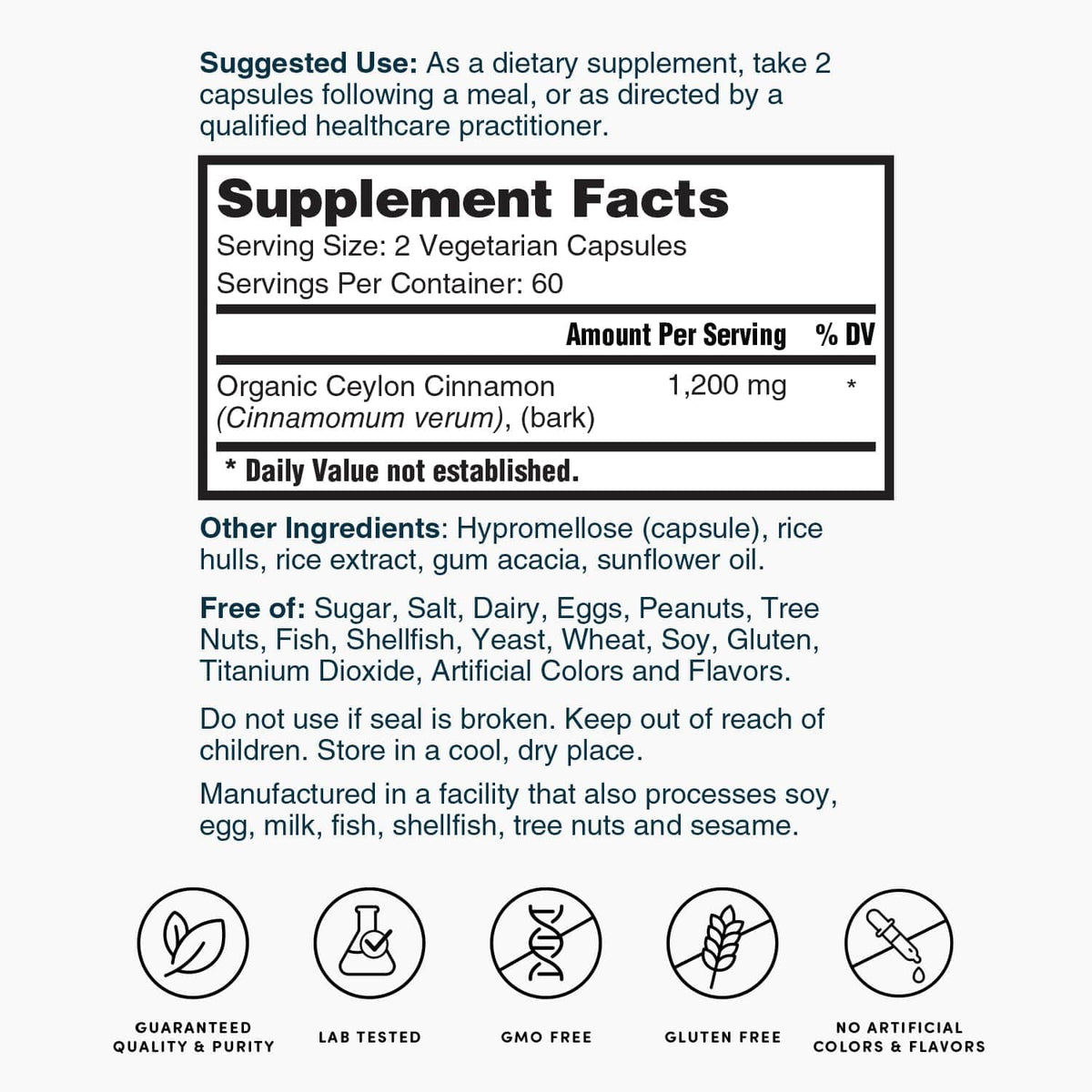 Nature's Lab Ceylon Cinnamon 1 200 mg capsules ouvertes