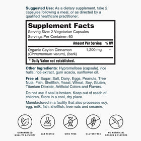 Nature's Lab Ceylon Cinnamon 1 200 mg capsules ouvertes