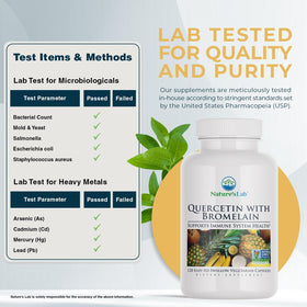 Nature's Lab Quercetin Bromelain capsules close-up