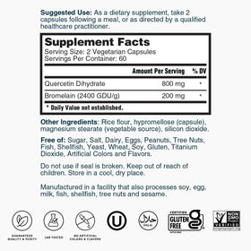 Nature's Lab Quercetin Bromelain ingredients list