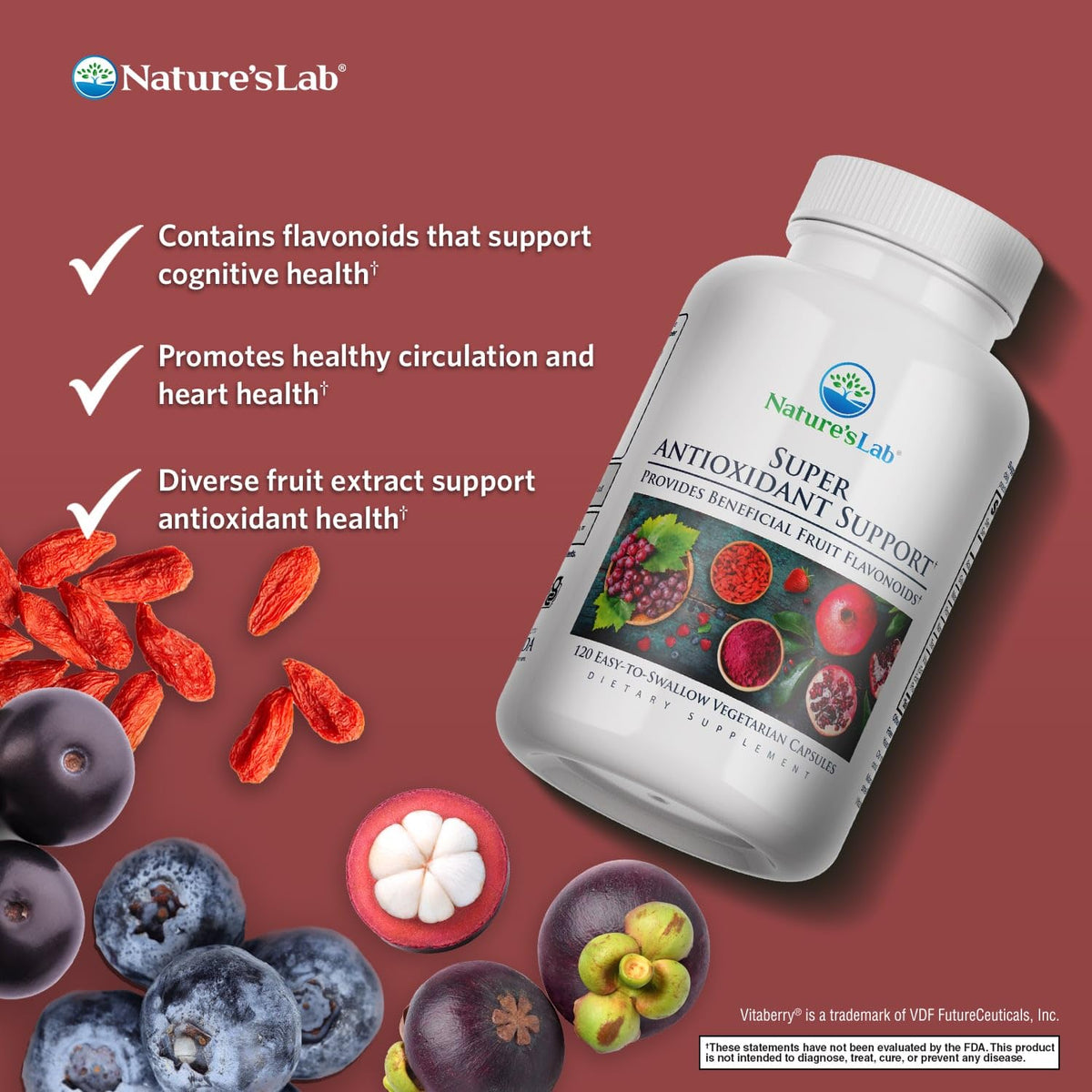 Nature's Lab Super Antioxidant Support 120 capsules side view