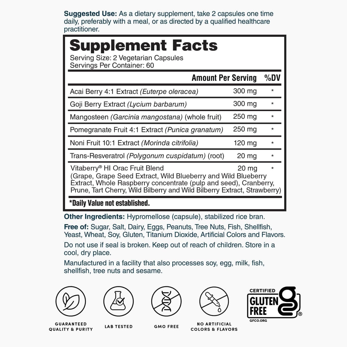 Nature's Lab Super Antioxidant Support 120 capsules sur une table en bois