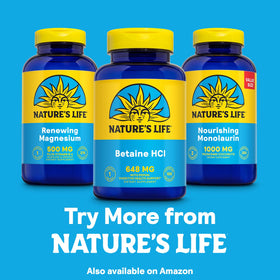 Nature's Life Betaine HCL avec Pepsin emballage et capsules