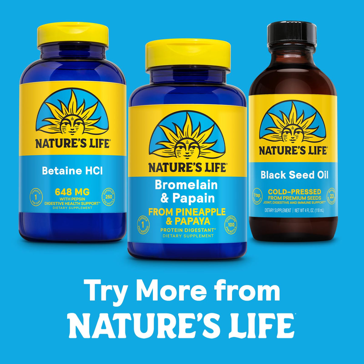 Nature's Life Bromélaïne & Papaye 250mg 100 Capsules Végétariennes - Présentation du produit