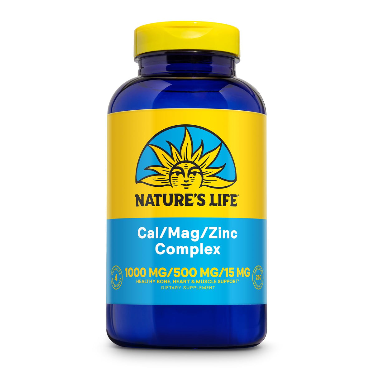 Nature's Life Cal Mag Zinc Complex bouteille de 250 tablettes vue de face