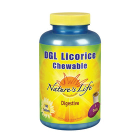 Nature's Life DGL Tablettes de Réglisse 380 mg, 100 comprimés à mâcher, vue de face