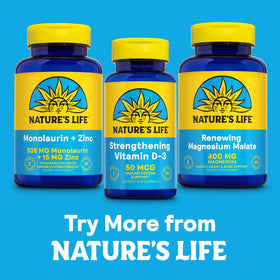 Nature's Life Magnésium Malate 400 mg avec des éléments naturels en arrière-plan