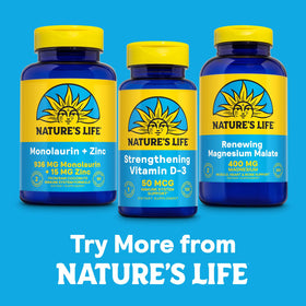 Nature's Life Magnésium Malate 400 mg, comprimés sur une table en bois