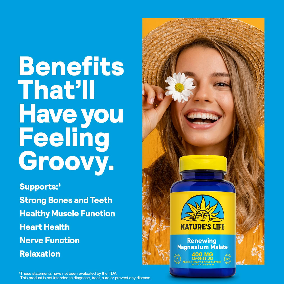 Nature's Life Magnésium Malate 400 mg vue arrière de l'emballage