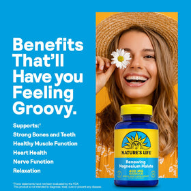 Nature's Life Magnésium Malate 400 mg vue arrière de l'emballage