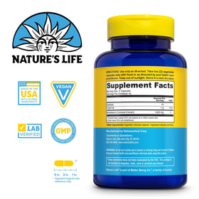Nature's Life Monolaurin 1000 mg gélules végétariennes arrière
