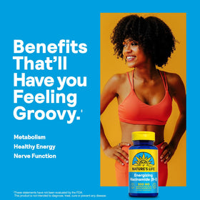 Nature's Life Niacinamide 500mg comprimés sur fond blanc