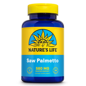 Nature's Life Saw Palmetto 580mg capsules, flacon de face