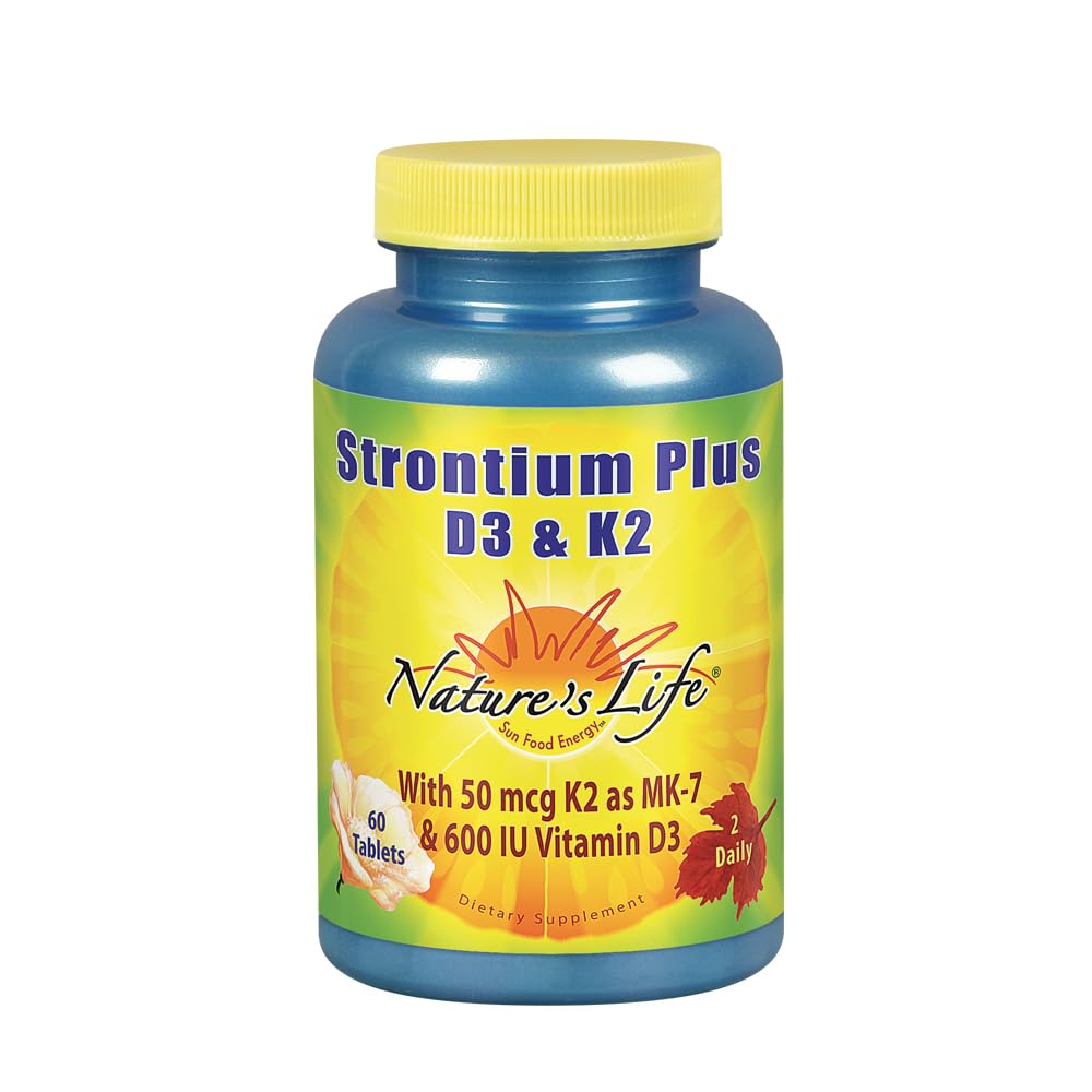 Nature's Life Strontium Plus D3 & K2 60 comprimés vue de face