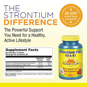Nature's Life Strontium Plus D3 & K2 étiquette et informations nutritionnelles