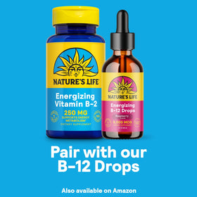 Nature's Life Vitamine B-2 250 mg comprimés avec bouteille ouverte