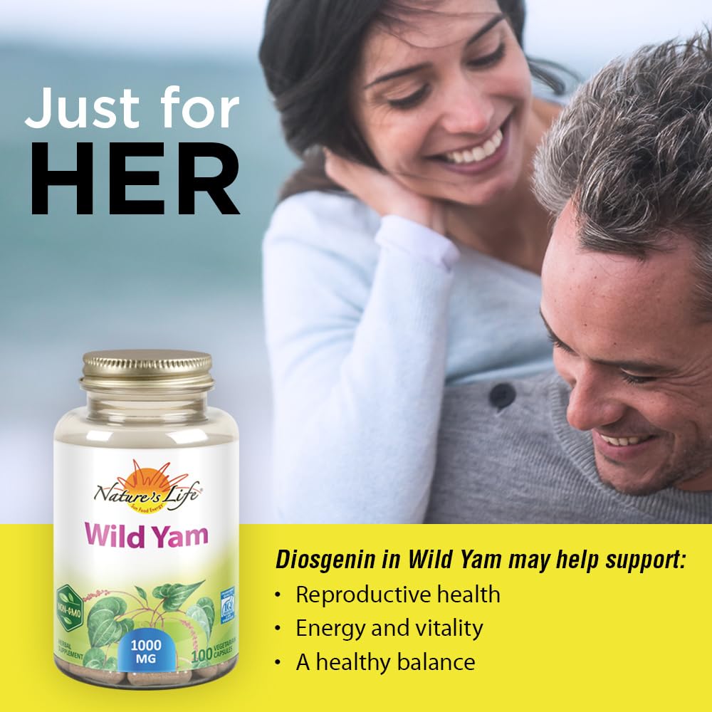 Nature's Life Wild Yam 1000 mg emballage avec informations nutritionnelles