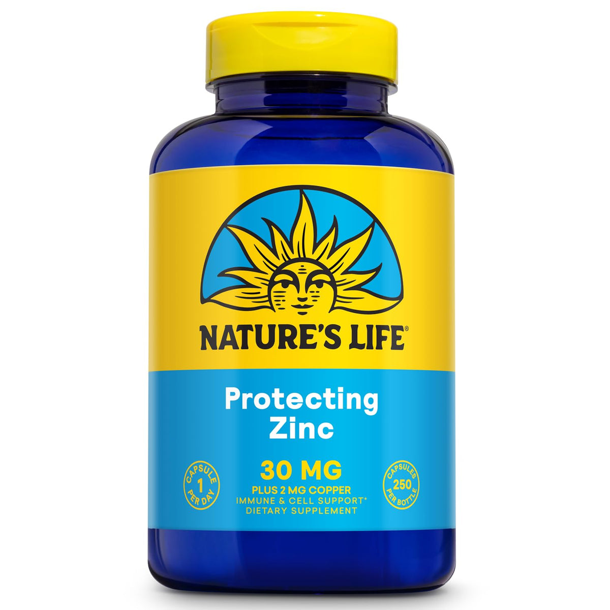 Nature's Life Zinc Picolinate 30 mg avec Cuivre, 250 capsules, vue avant