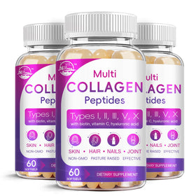 Nature's live Multi Collagen Peptides Softgel gélules en vue de face