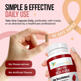Nature's Nectar Complément Alimentaire Fer 60 Capsules avec d'autres compléments alimentaires