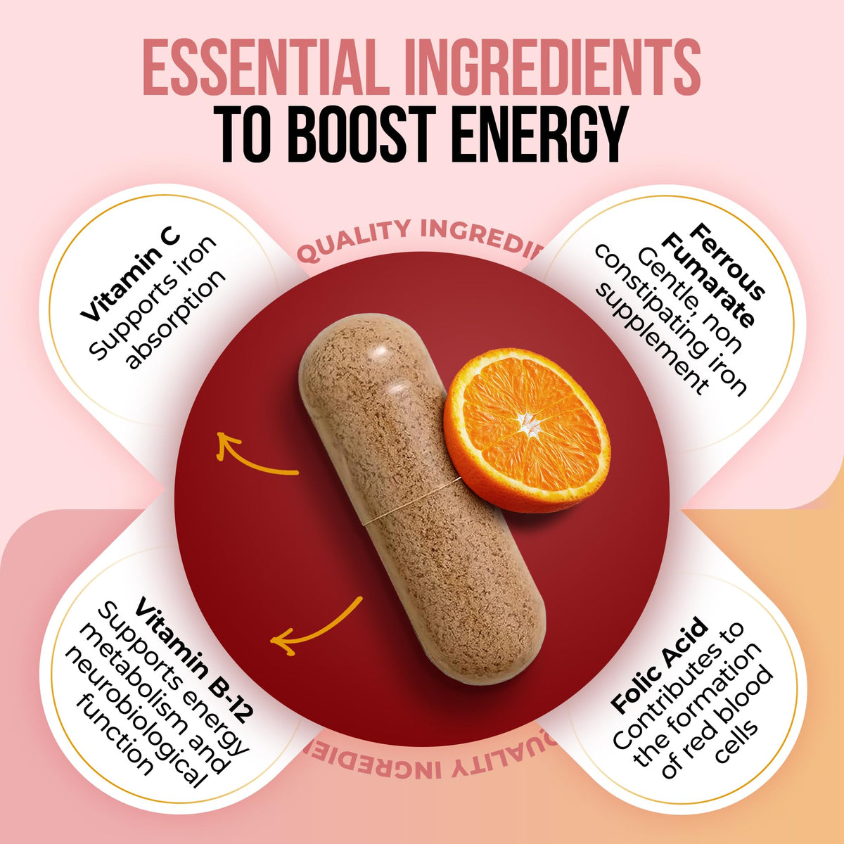 Nature's Nectar Complément Alimentaire Fer 60 Capsules avec étiquette détaillée