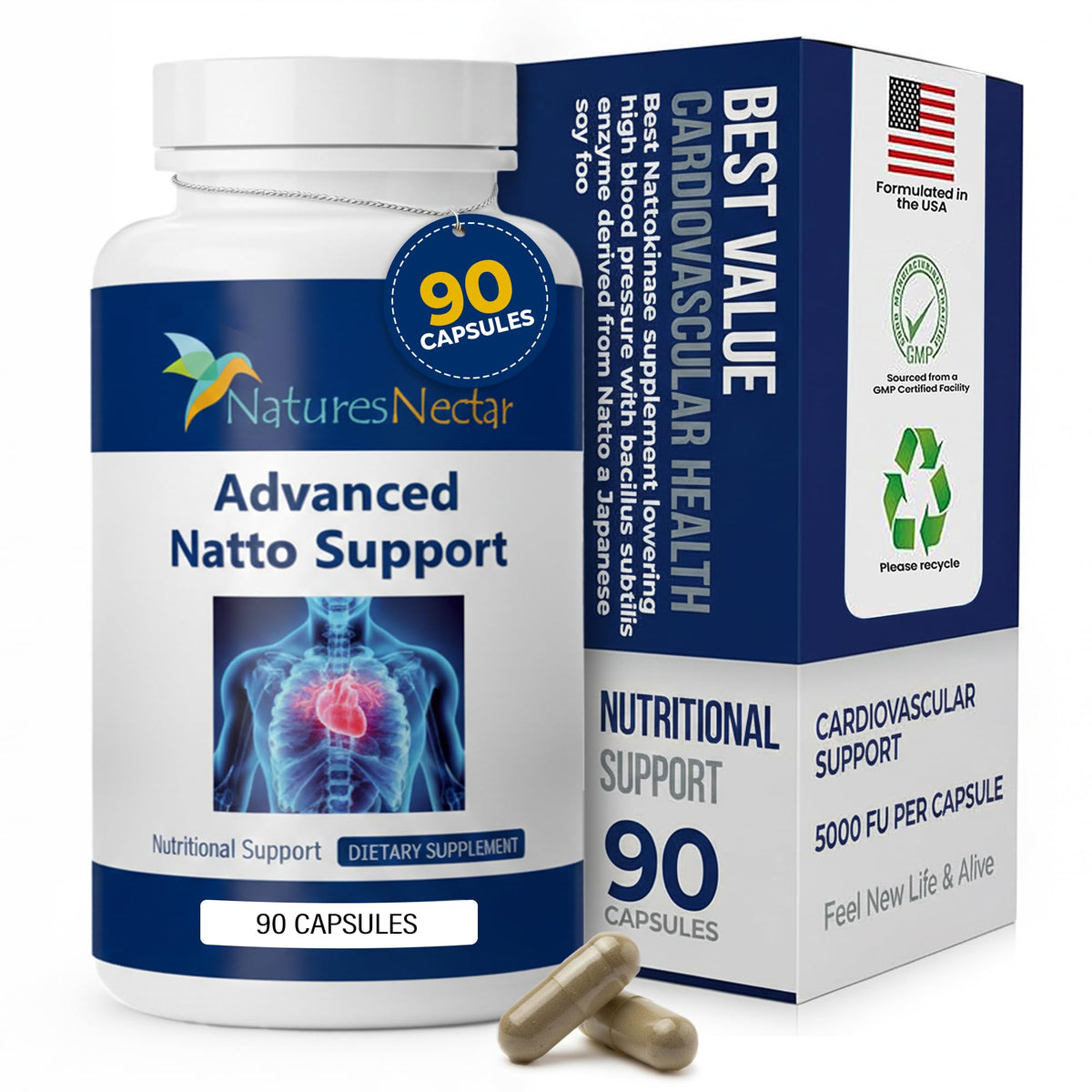 Nature's Nectar Nattokinase 250mg complément alimentaire - vue avant